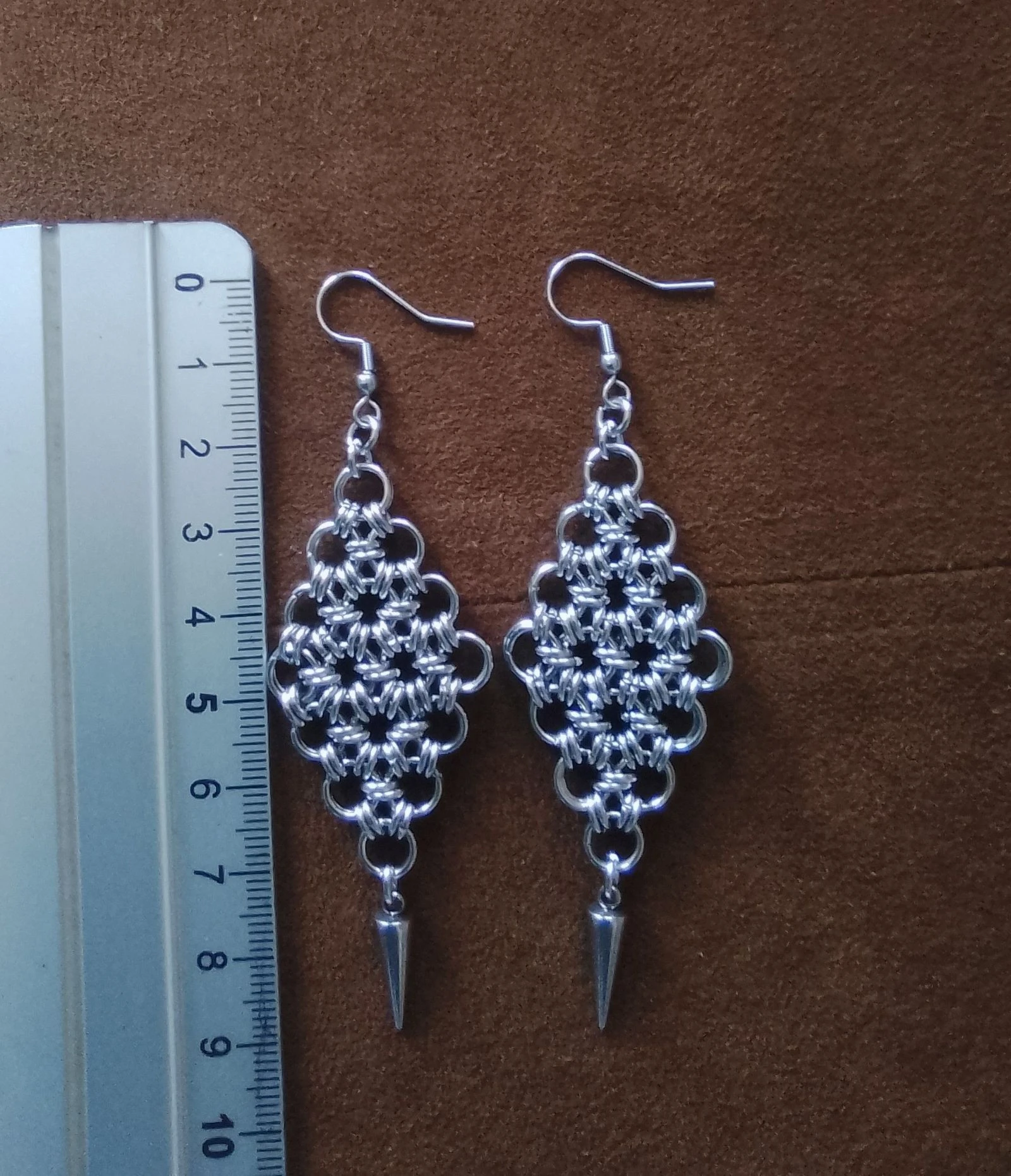 Boucles d'oreilles "losange" chainmail japonais  – photo 4